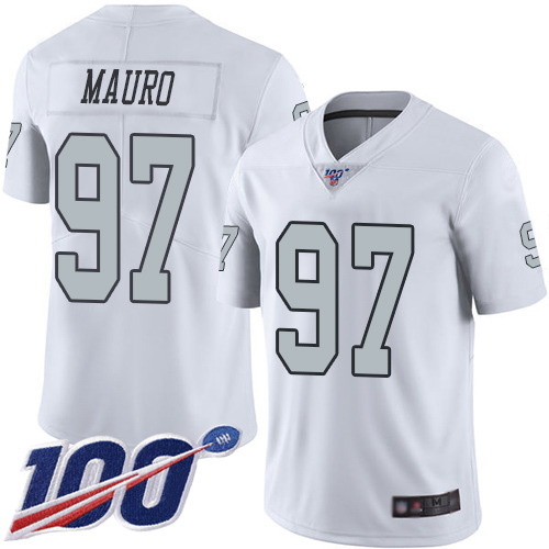 Men Oakland Raiders Limited White Josh Mauro Jersey NFL Football #97 100th Season Rush Vapor Jersey->oakland raiders->NFL Jersey